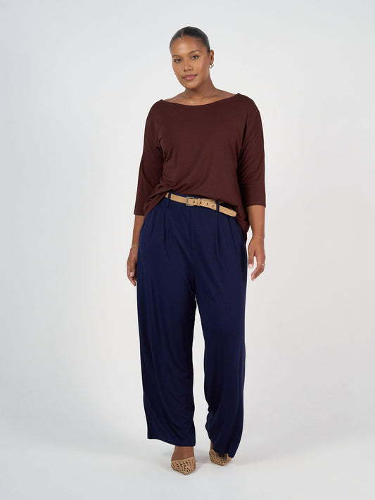 Lou Lou Camila 3/4 Sleeve Bamboo Top (Burgundy)