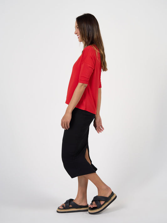 Lou Lou Camila 3/4 Sleeve Bamboo Top (Fiery Red)