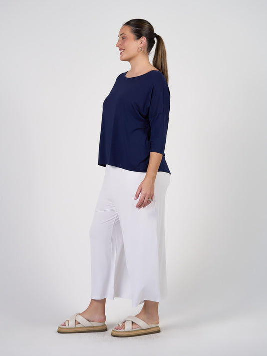 Lou Lou Camila 3/4 Sleeve Bamboo Top (Navy)