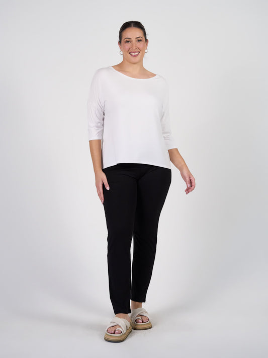Lou Lou Camila 3/4 Sleeve Bamboo Top (White)