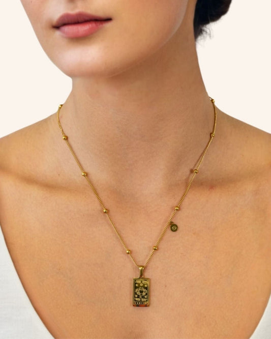 LAVANA Cancer Gold Zodiac Tag Necklace