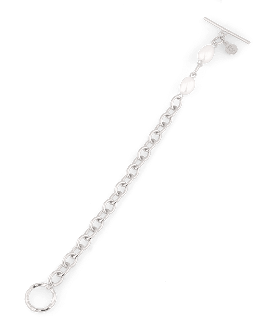 LAVANA Cannes Silver Pearl T-Bar Bracelet