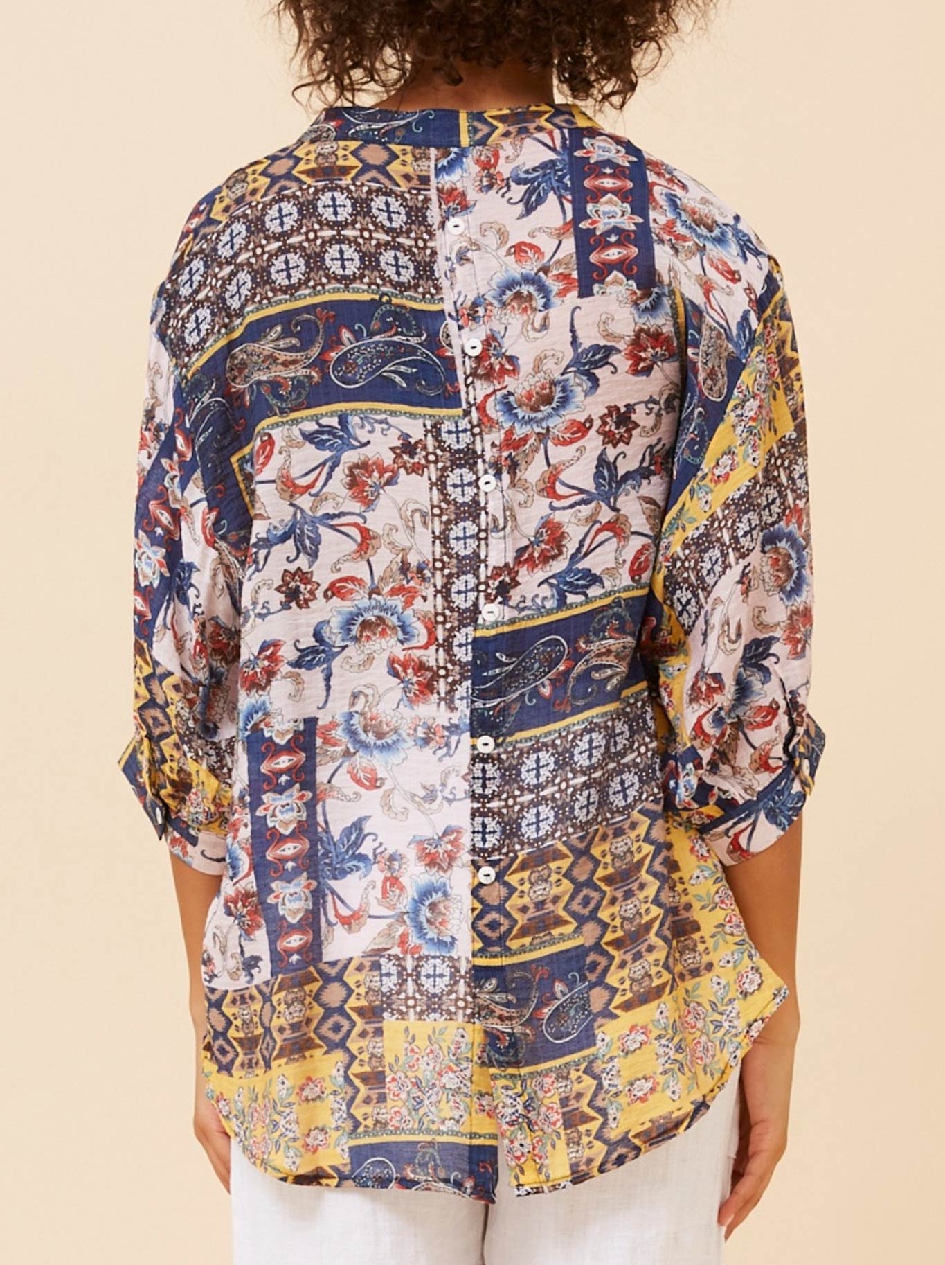 Caroline K Morgan Pty Ltd CAROLINE K MORGAN FLORAL SHIRT WITH BACK BUTTONS (Navy Floral)