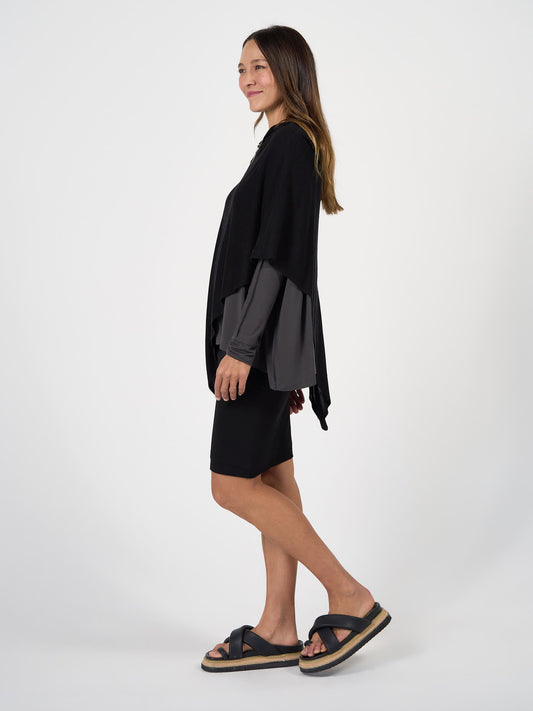 Lou Lou Carrie Cashmere & Bamboo Knit Poncho (Black)