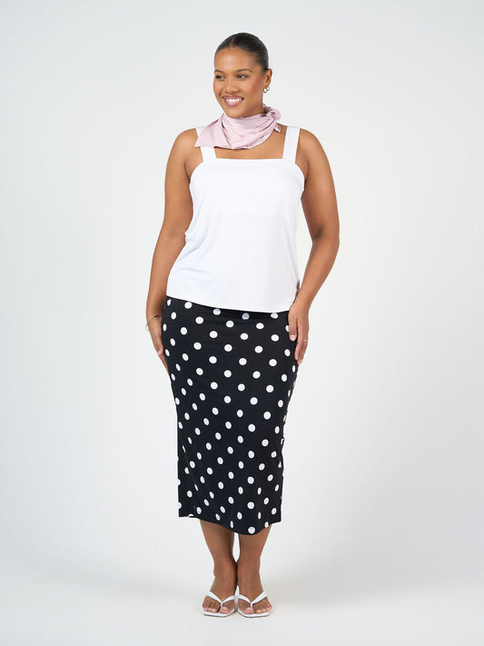 Lou Lou Maxi Bamboo Whitney Tube Skirt (Polka Dot)