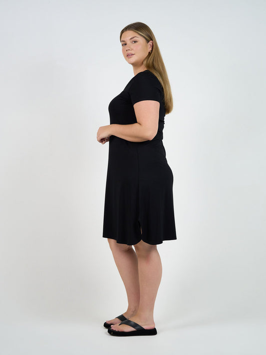 Lou Lou Cher Bamboo Short Sleeve T-Shirt Dress (Black)