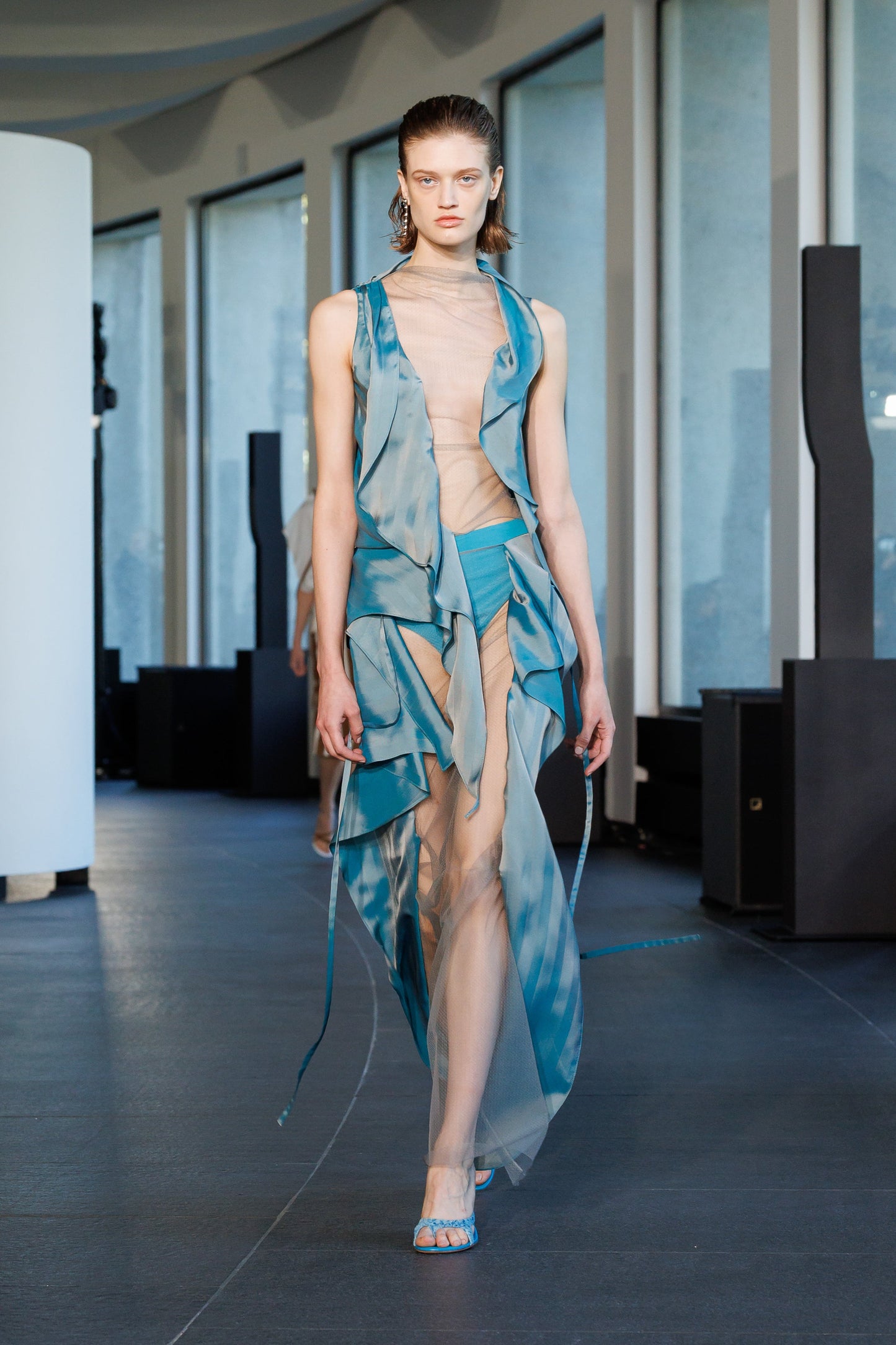 CHRISTOPHER ESBER Kacere Towel Drape Column Skirt (Green)