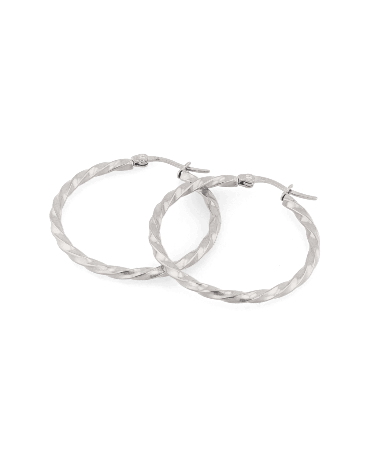 LAVANA Cleo Textured Silver Hoop Earrings
