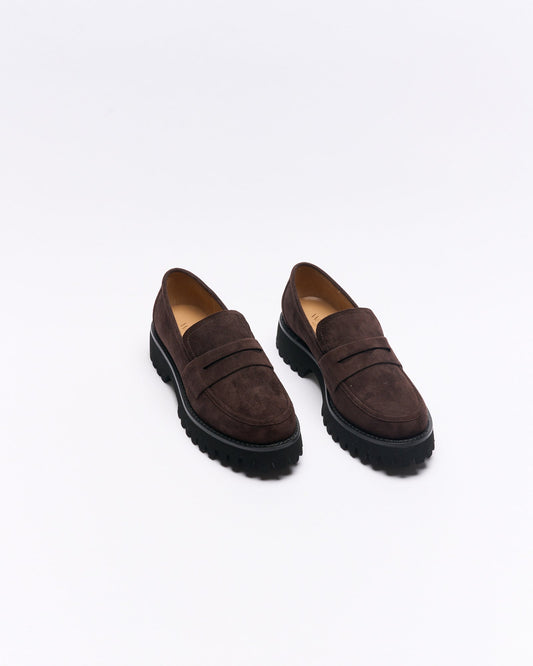 Walnut Melbourne Coco Leather Loafer (Chocolate Suede)