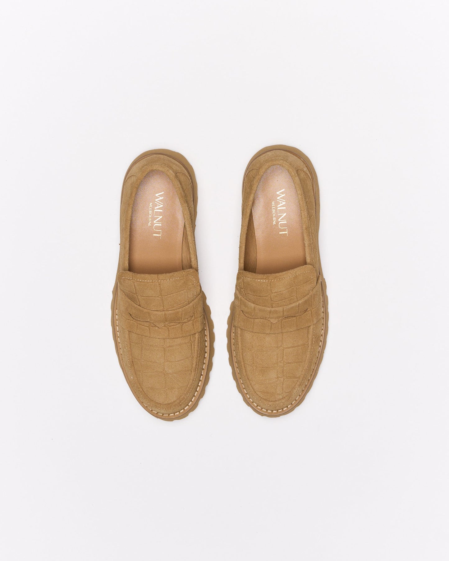 Walnut Melbourne Coco Leather Loafer (Tan Croc Suede)