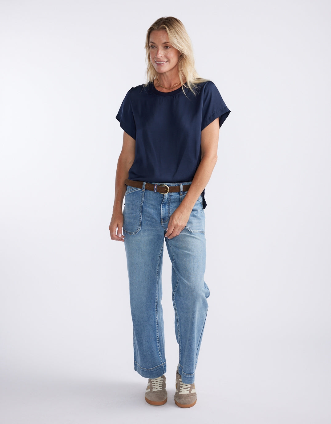 White & Co. Drape Tee (Navy)
