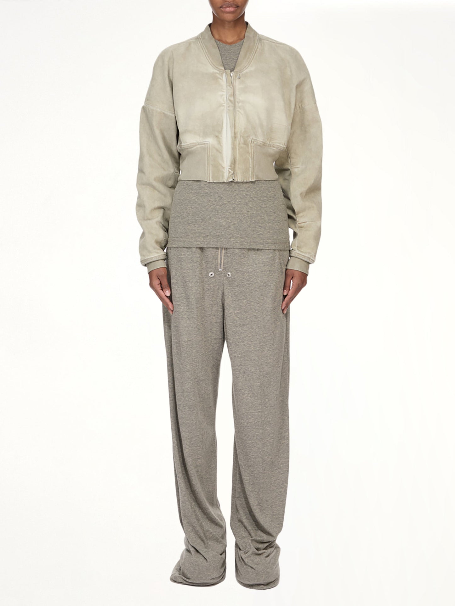 RICK OWENS DRKSHDW Flight Jacket Cropped (Beige)