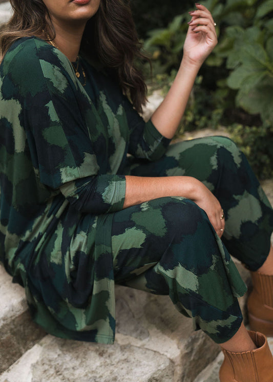 Lou Lou Susie Oversized Asymmetrical Bamboo Top (Camouflage)