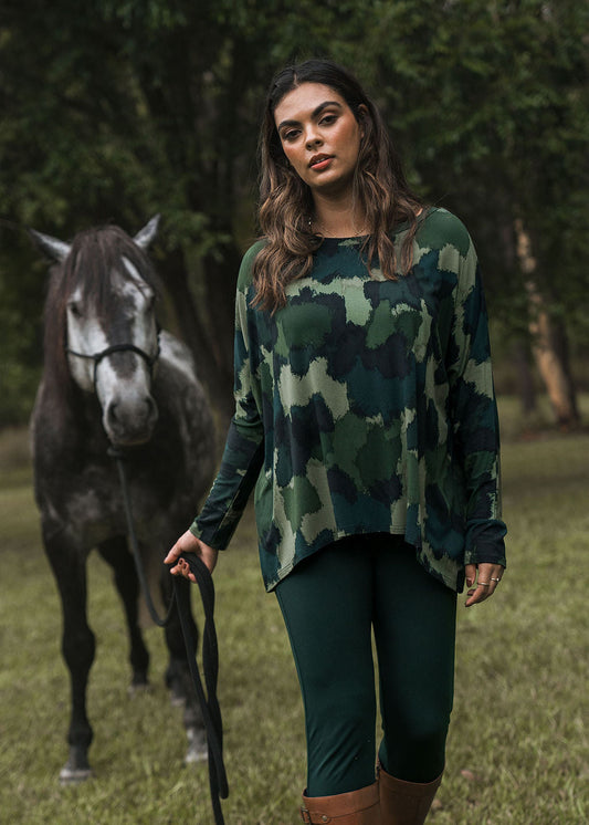 Lou Lou Gina Long Sleeved Bamboo Top (Camouflage)