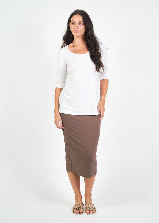 Lou Lou Aretha 3/4 Sleeve Bamboo Top (White)
