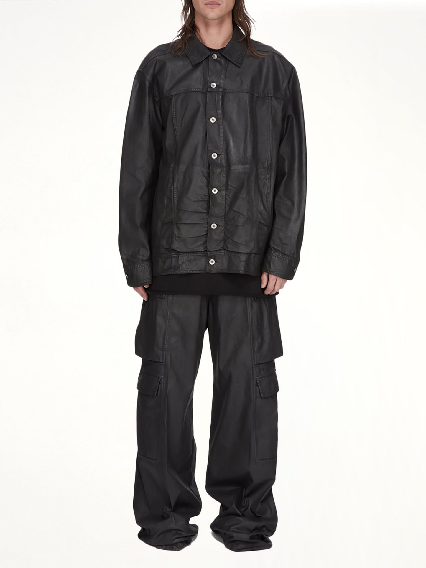 RICK OWENS DRKSHDW Denim Double Cargo Jumbo Belas (Black)