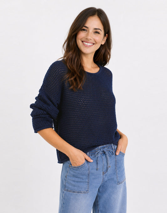 Re:Union The Label Dawn Crochet Knit Jumper (Ink)