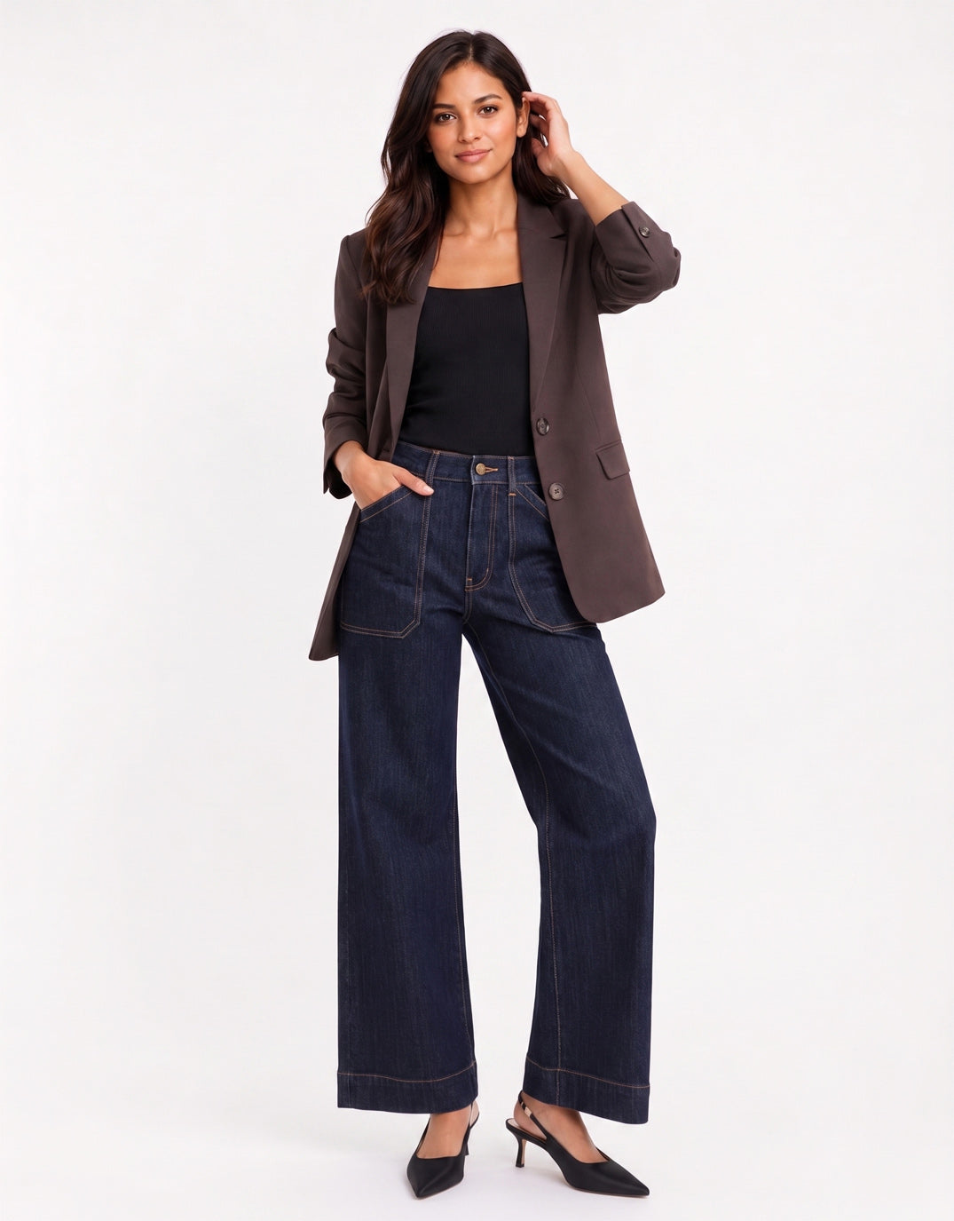 Among The Brave Diploma Two Button Vent Sleeve Blazer (Dark Chocolate)