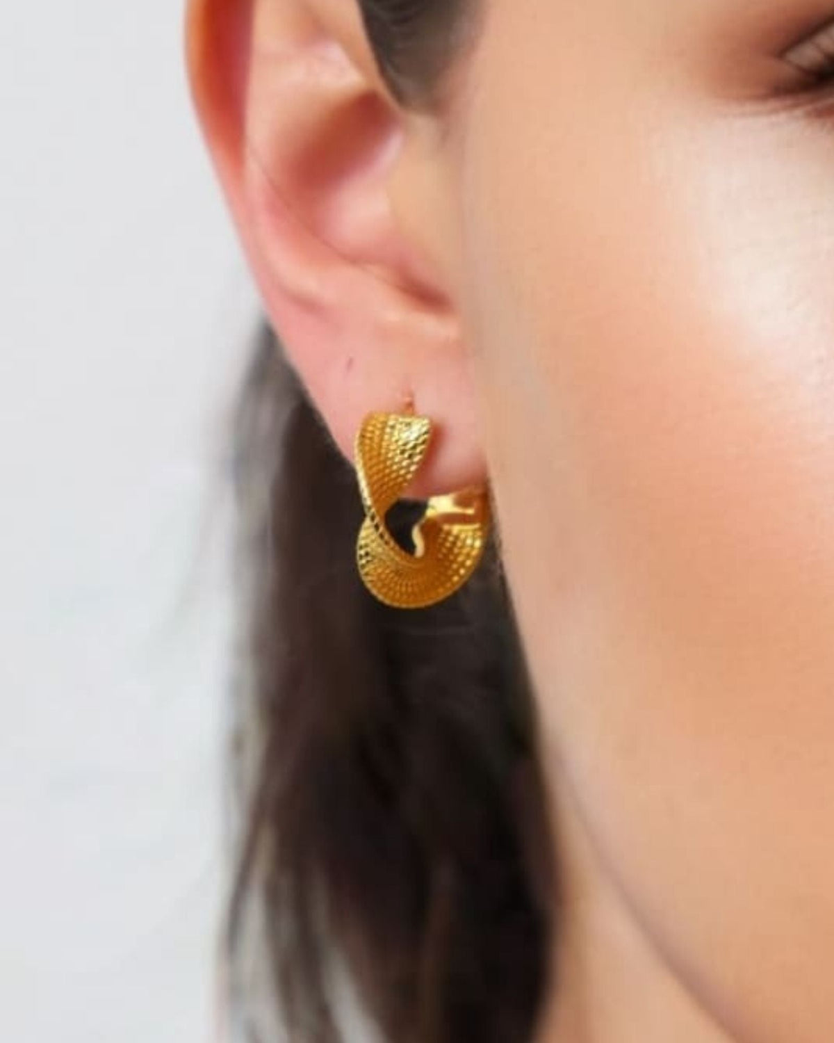 LAVANA Disco Mesh Gold Hoop Earrings