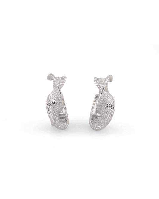 LAVANA Disco Mesh Silver Hoop Earrings