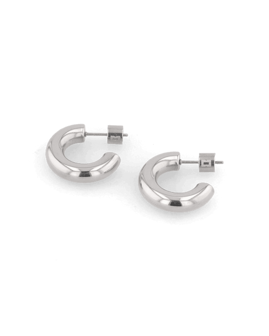 LAVANA Dome Silver Hoop Earrings