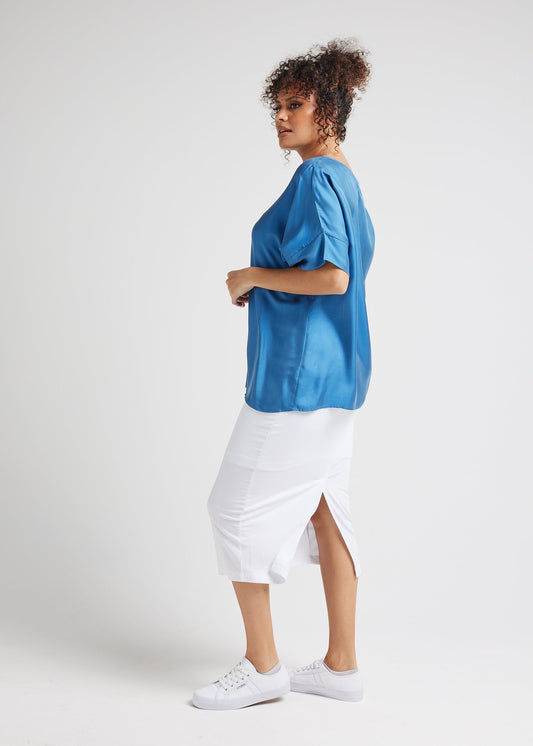 Lou Lou Dua Oversized Silk Top (Ocean Blue)