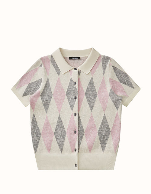 EVERAU® Lena Knit Polo (White Pink)
