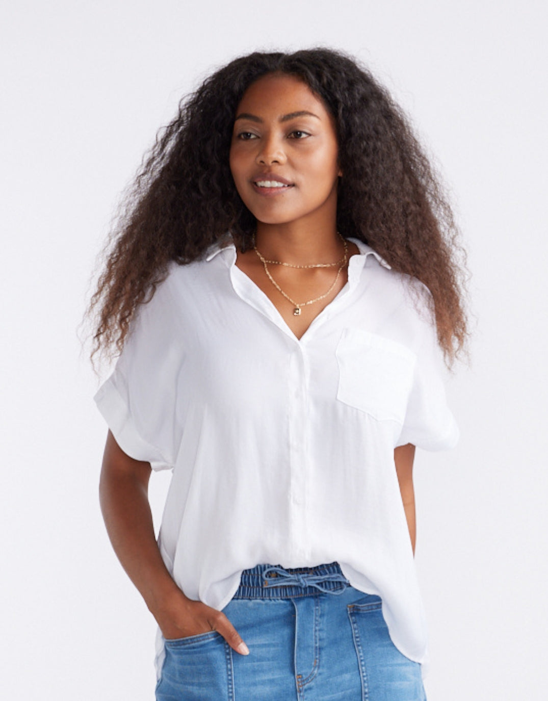 White & Co. Effortless Drape Shirt (White)