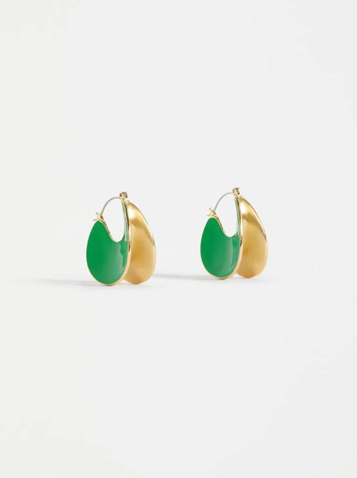 Image of Earrings. Product name - ELK APENN LARGE HOOP EARRING in Vine Green colour by brand - Elk