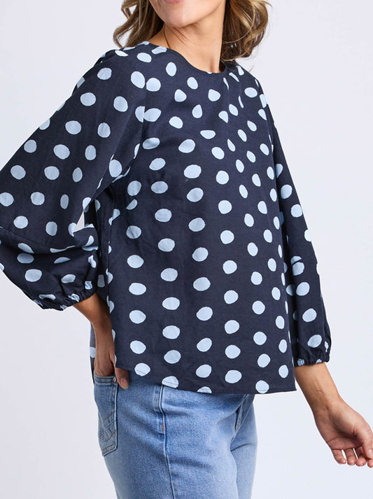 ELM DOTTY TOP (Navy)