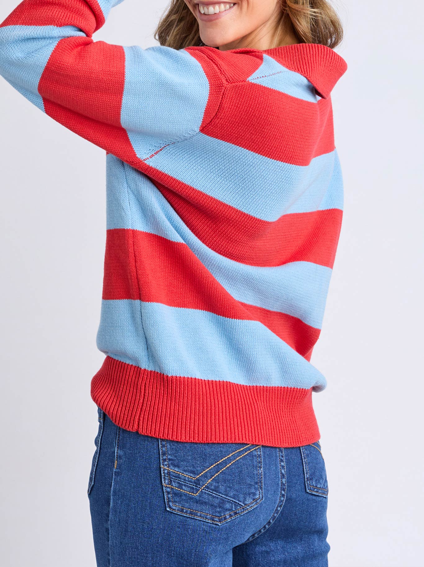 ELM STRIPED KNIT POLO (Red Stripe)