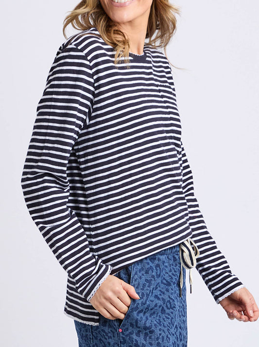 ELM DREA LONG SLEEVE TEE (Navy White Stripe)