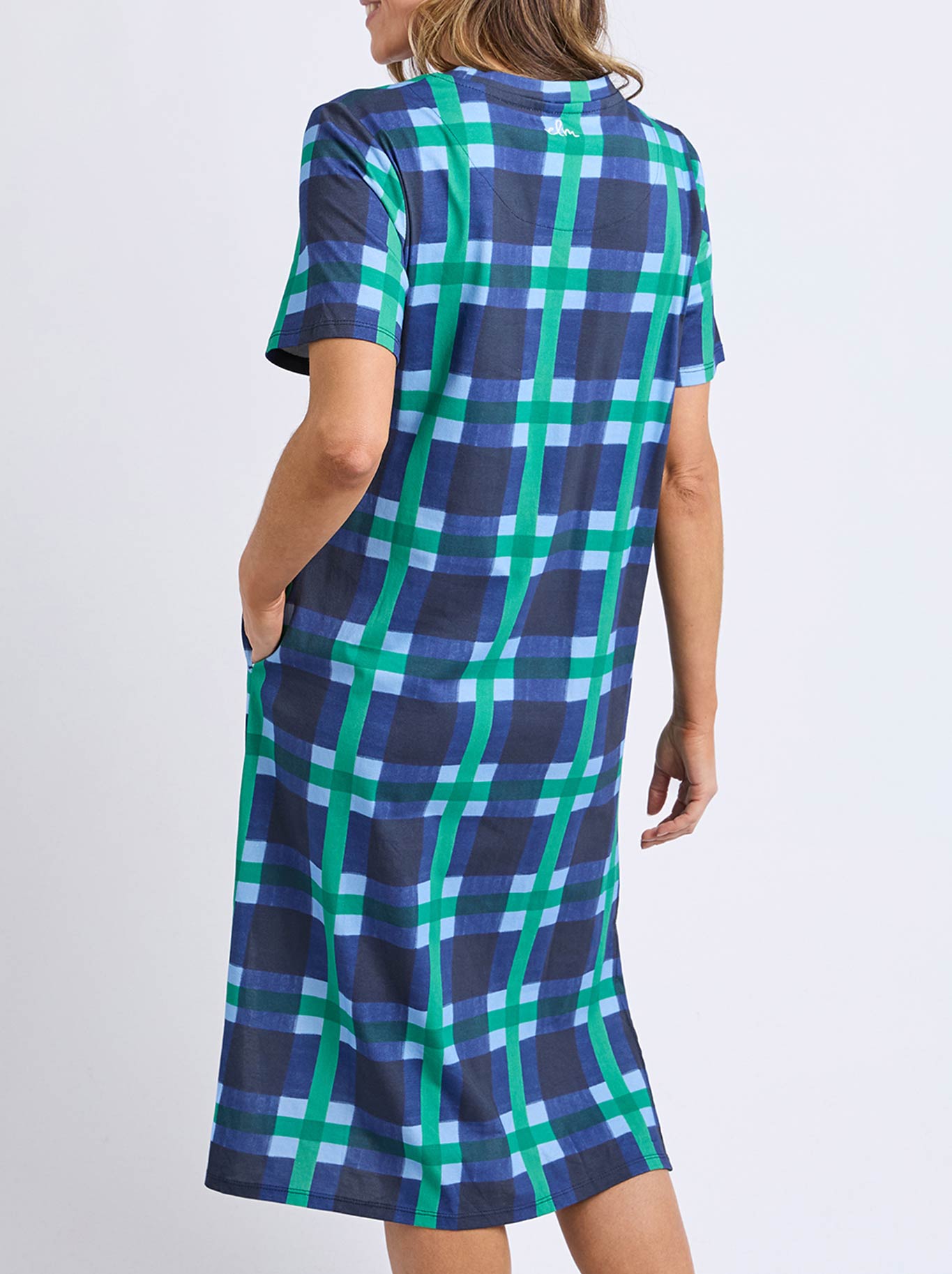 ELM BARI TEE DRESS (Blue Check)