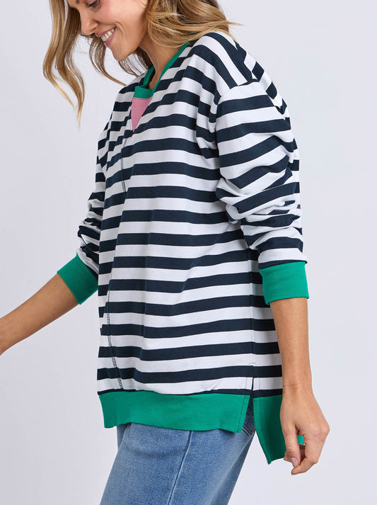 ELM MAPS CREW (Navy White Stripe)