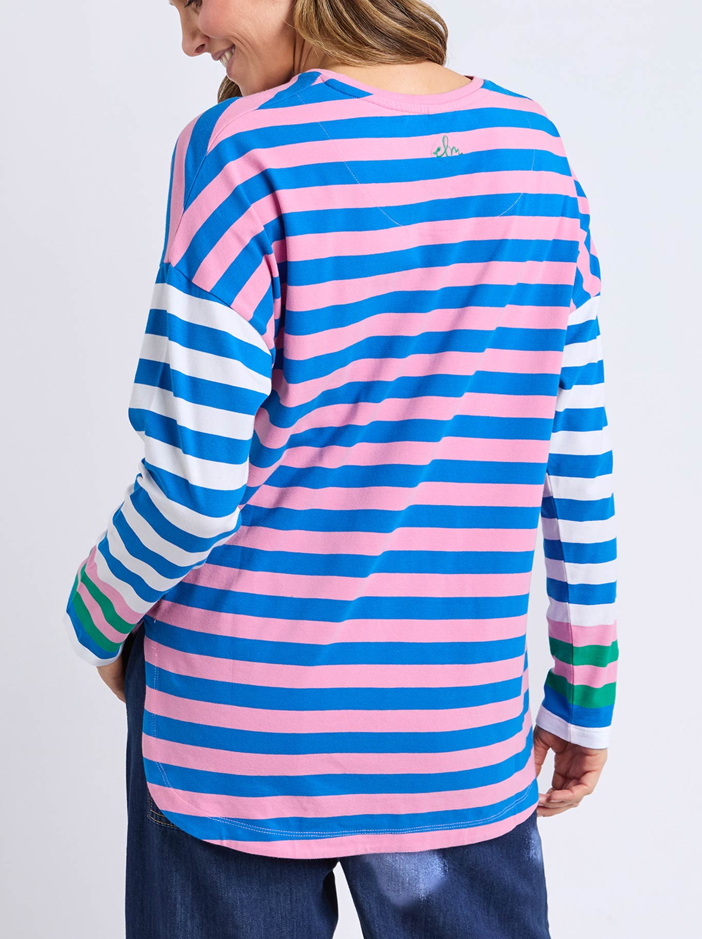 ELM TAFFY STRIPE LONG SLEEVE TEE (Blue Pink)