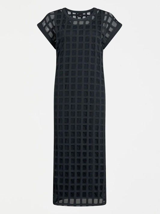 Elk Grid Burnout Midi Dress (Space Blue)