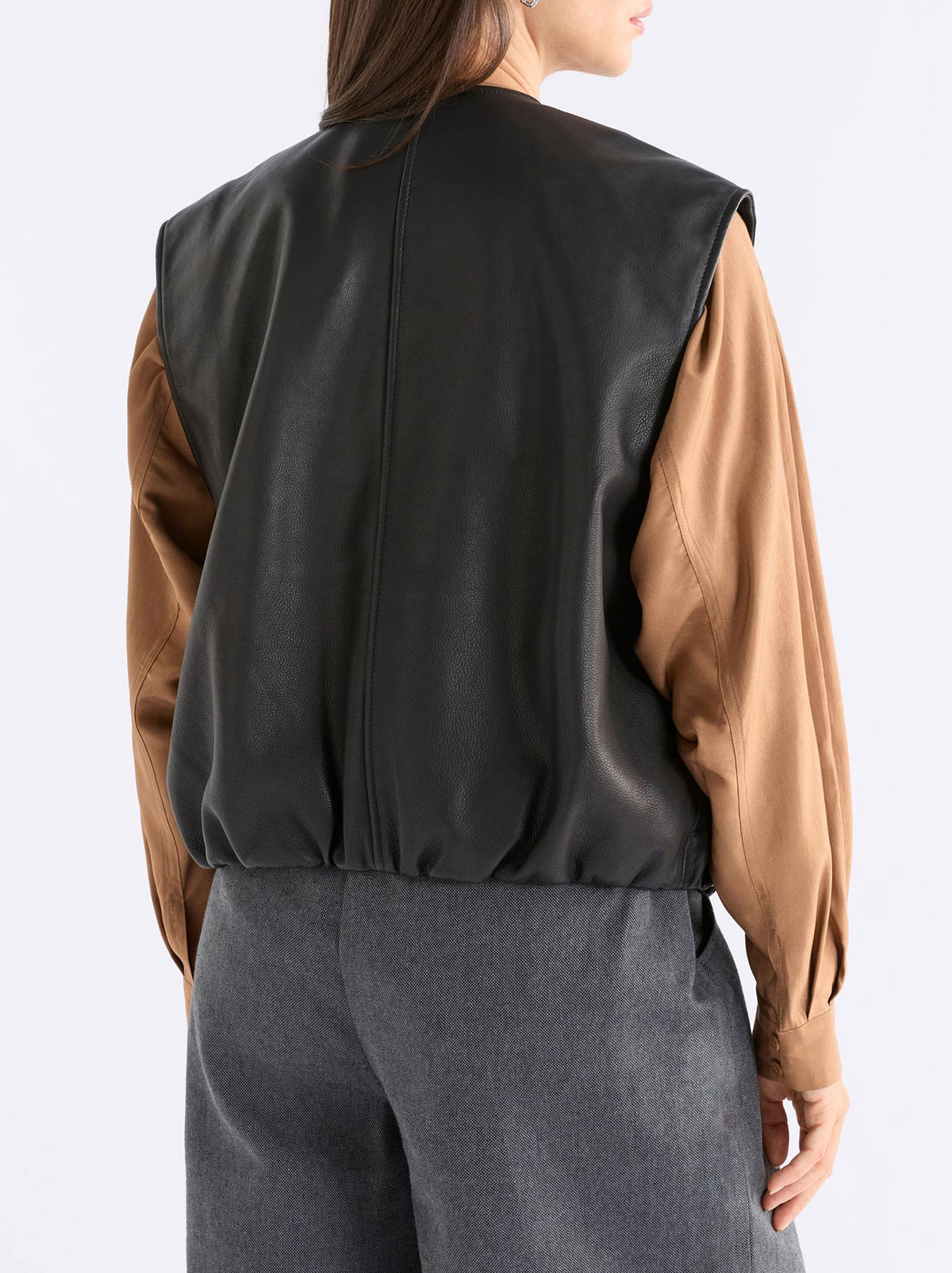 ELK STRIIND LEATHER VEST (Black)