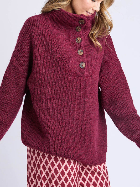 ELM BRON BUTTON KNIT (Maroon)