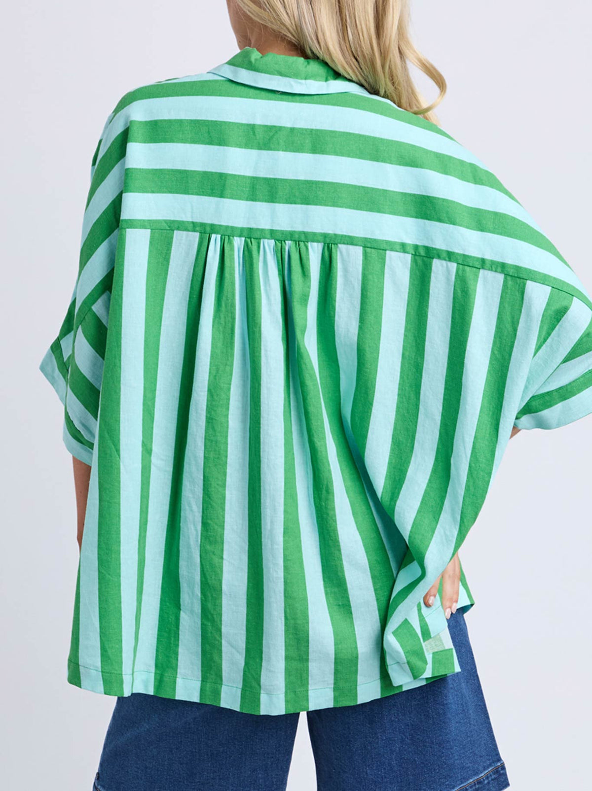 ELM PALERMO STRIPE SHIRT (Green Briar/Tblue)