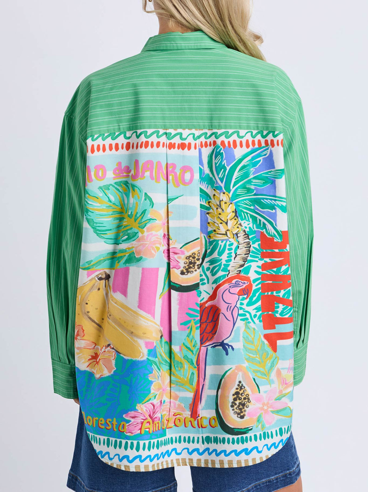 ELM TROPICAL MUSE SHIRT (Green Briar Stripe)