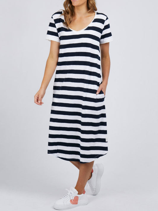 ELM MAEVE MIDI DRESS (Navy White)