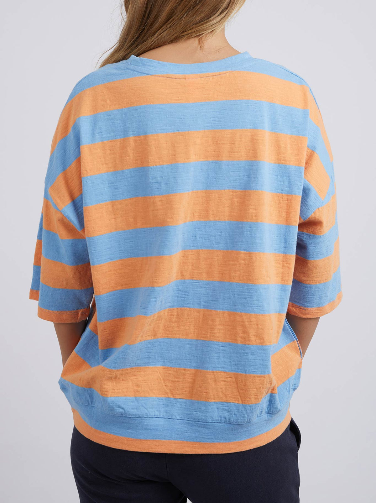 ELM MAZIE BLOCK STRIPE SWEAT (Azure Blue/Peach)