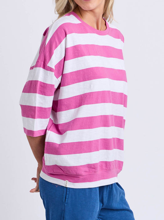 ELM MAZIE BLOCK STRIPE SWEAT (Magenta/White Stripe)