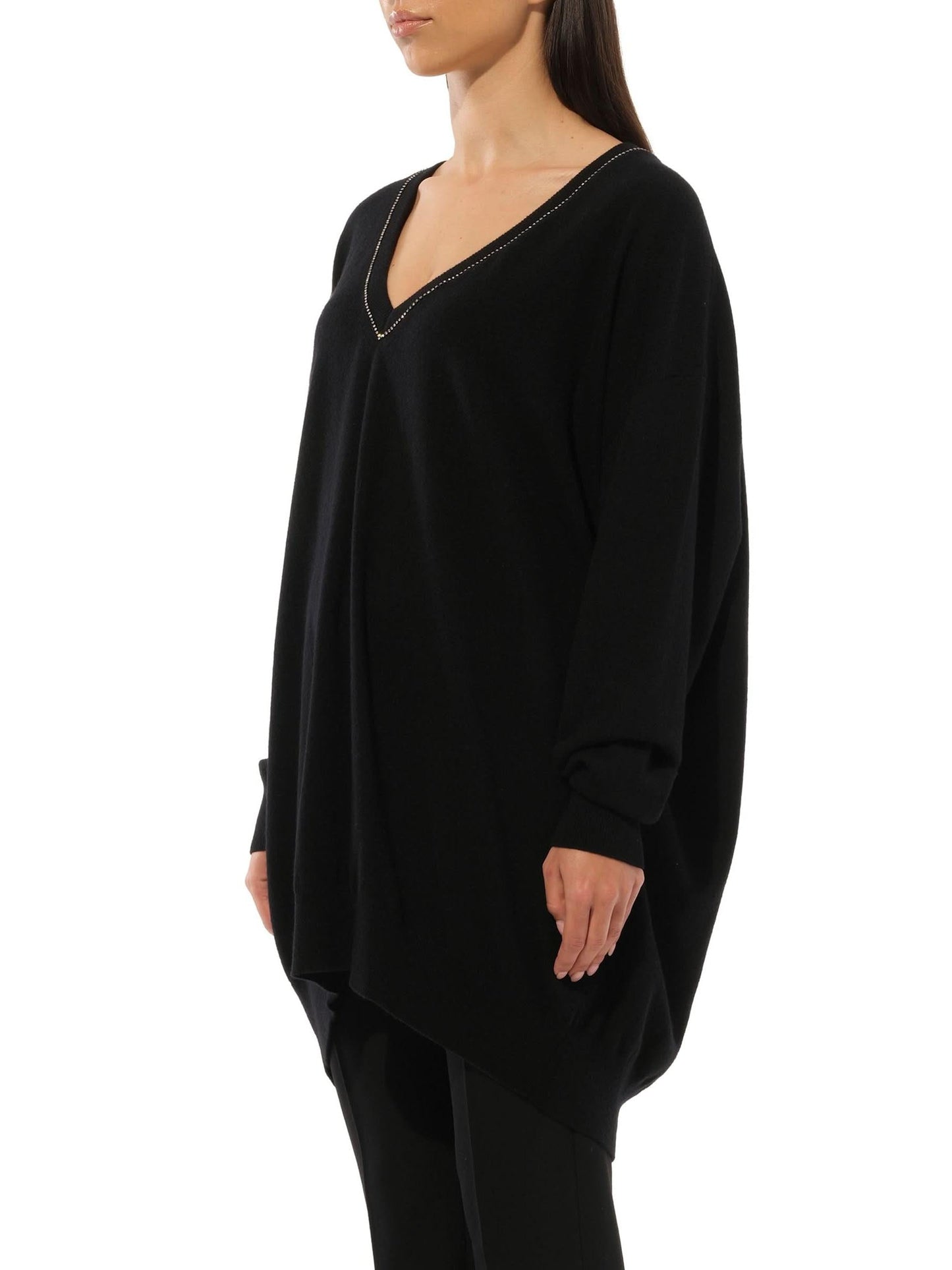 GIVENCHY Embroidered Strass V-Neck (Black)