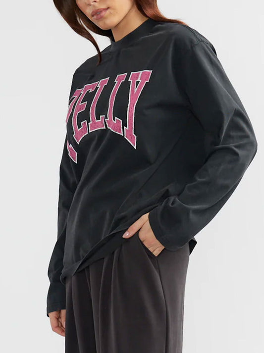 Ena Pelly PINK KARA LONG SLEEVE TOP (Vintage Black)