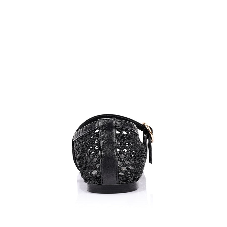 Sass Clothing Eunice Mary-Jane Flats (Black)