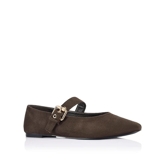 Sass Clothing Europe Mary-Jane Flats (Chocolate Brown Micro)
