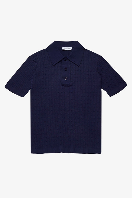 Anthony Squires Evan knitted cable Polo (Navy)