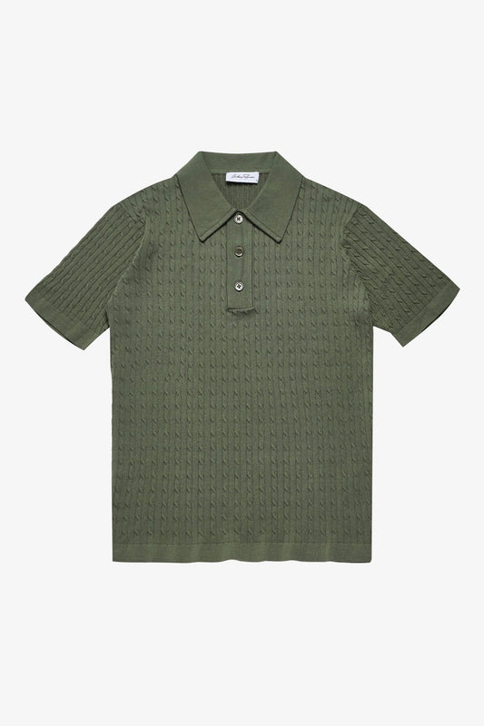 Anthony Squires Evan knitted cable Polo (Olive)