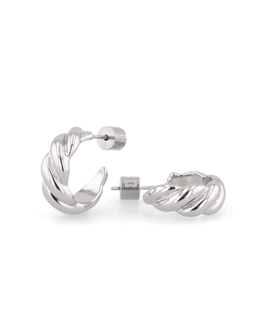 LAVANA Eve Twist Silver Hoop Earrings